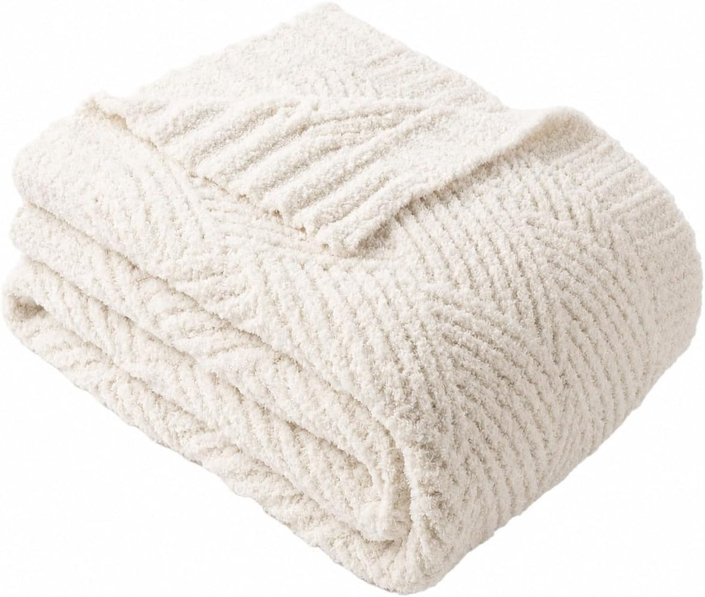 50x60 Ivory Diamond Chenille Throw