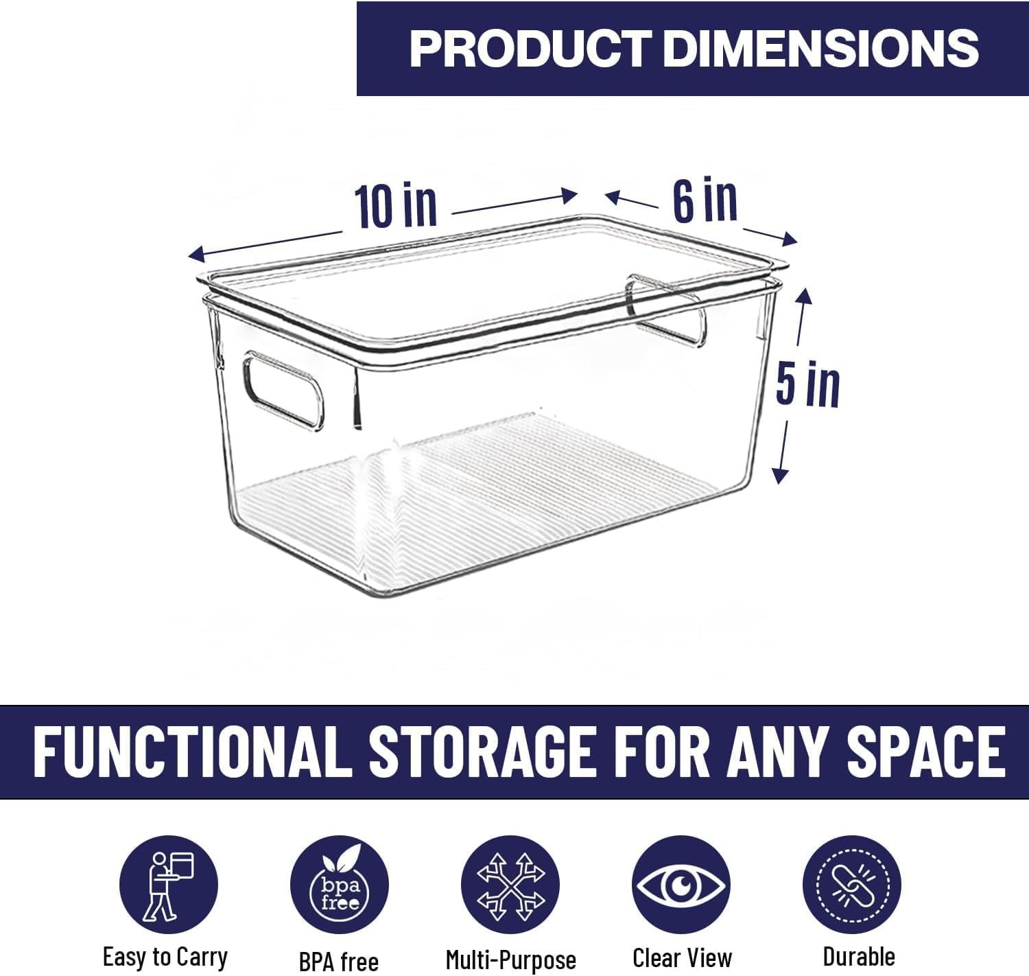 Stackable Lidded Plastic Storage Organizer Bins