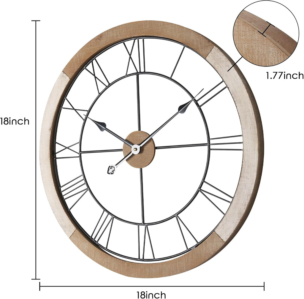 18" White Wood Roman Numeral Clock
