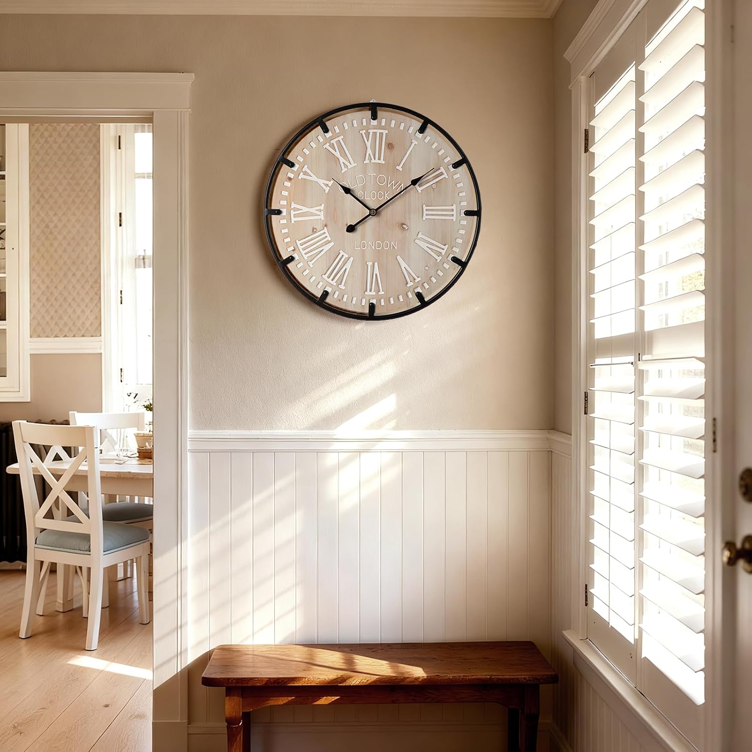 24" Wood Roman Numeral Farmhouse Clock