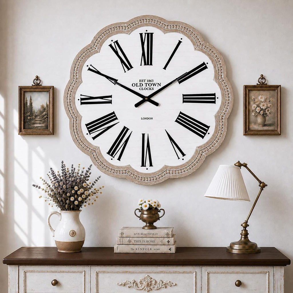 24" Natural Wood Farmhouse Wall Clock