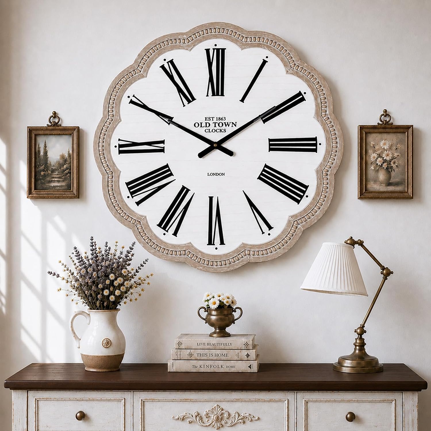 24" Natural Wood Farmhouse Wall Clock