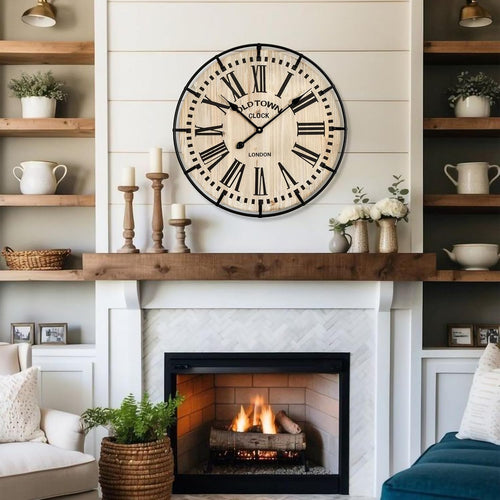 24" Vintage Farmhouse Wooden Wall Clock