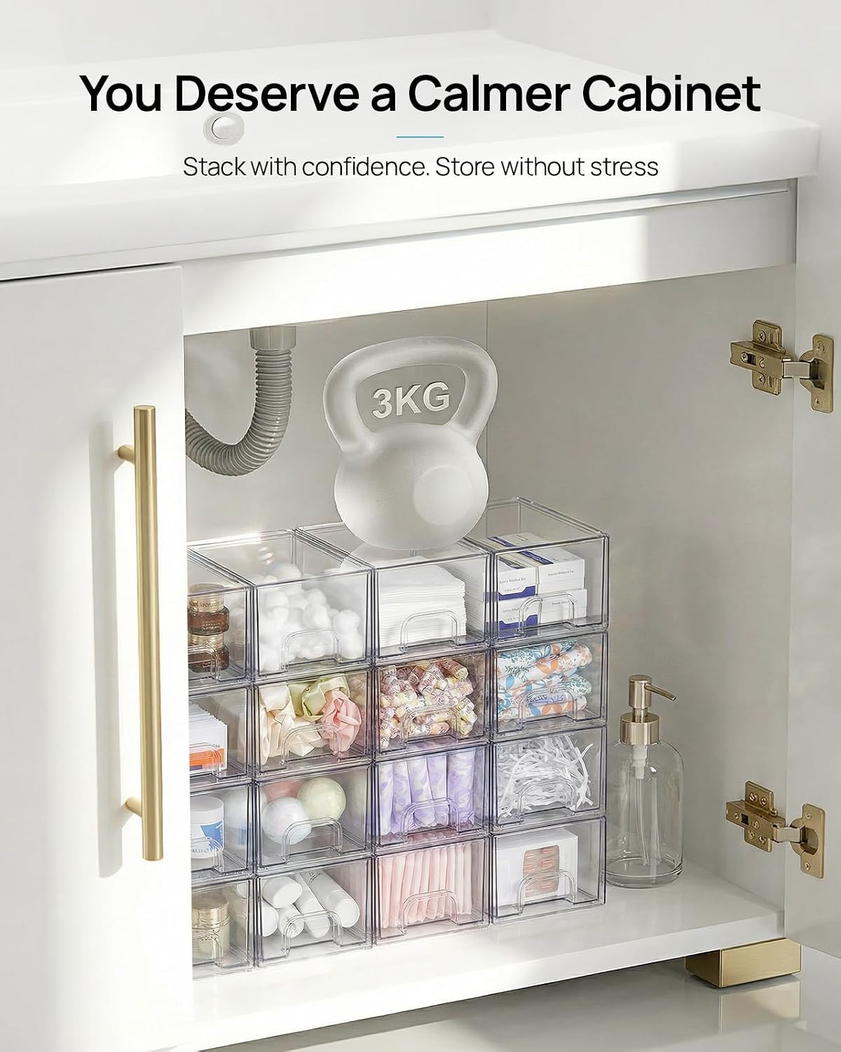 6 Pack Clear Acrylic Stackable Storage Drawers