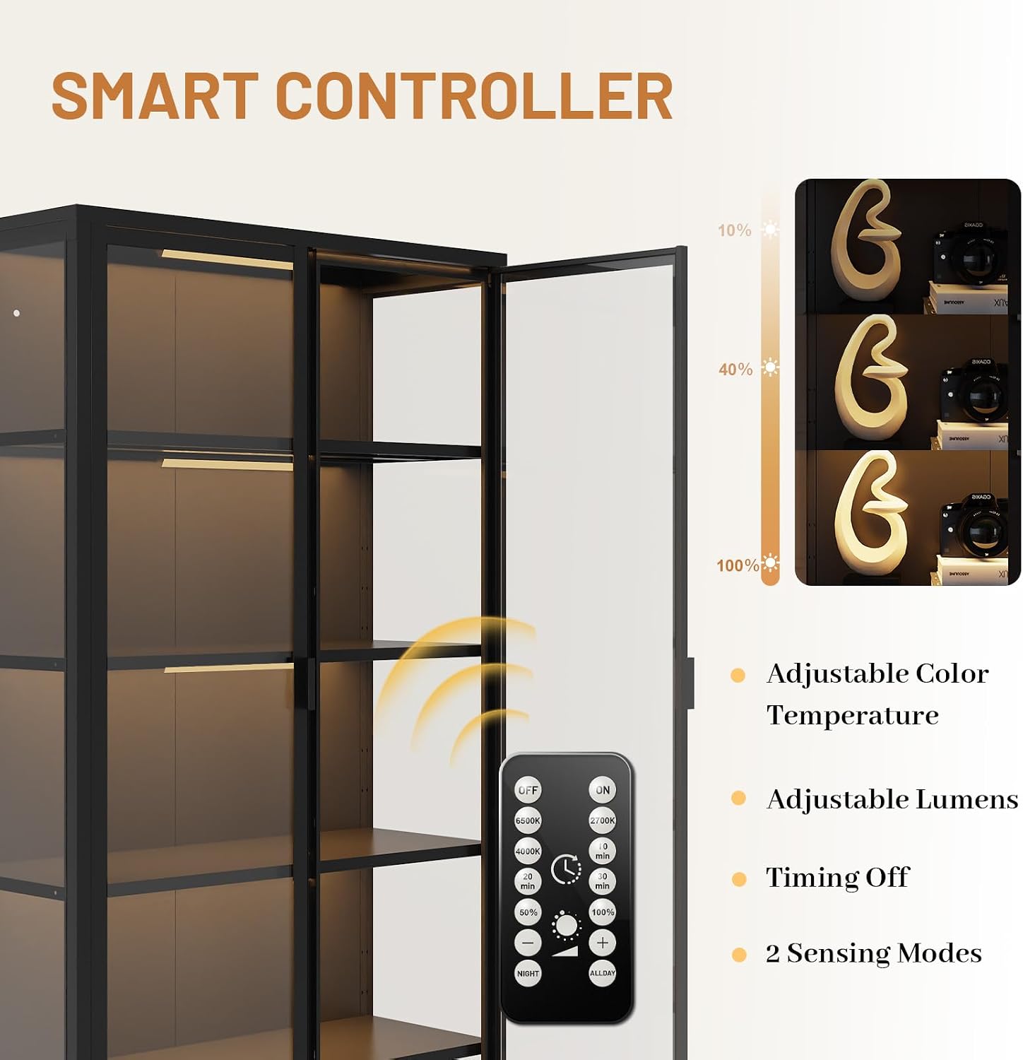 71" 5-Tier LED Glass Display Cabinet