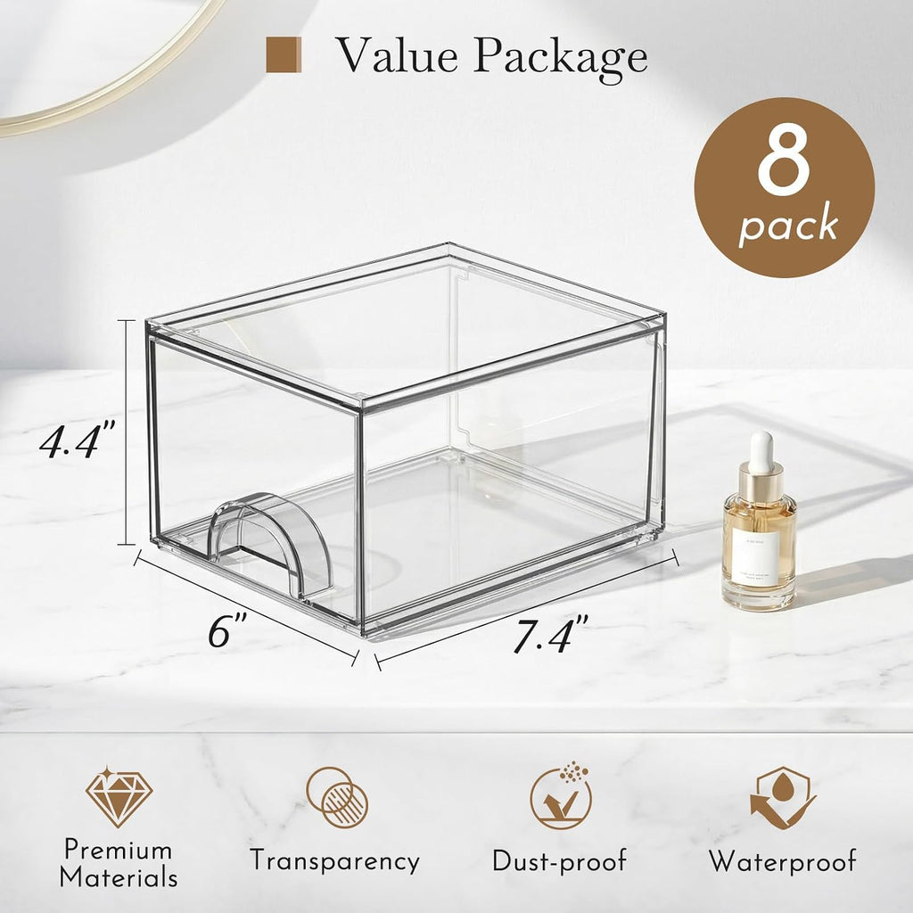 8 Pack Small Clear Acrylic Storage Boxes