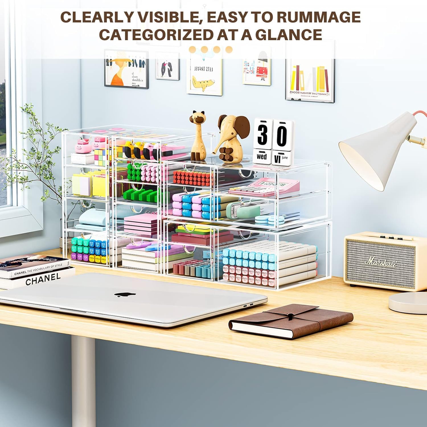 4 Pack 16 Drawers Clear Makeup Storage Organizer