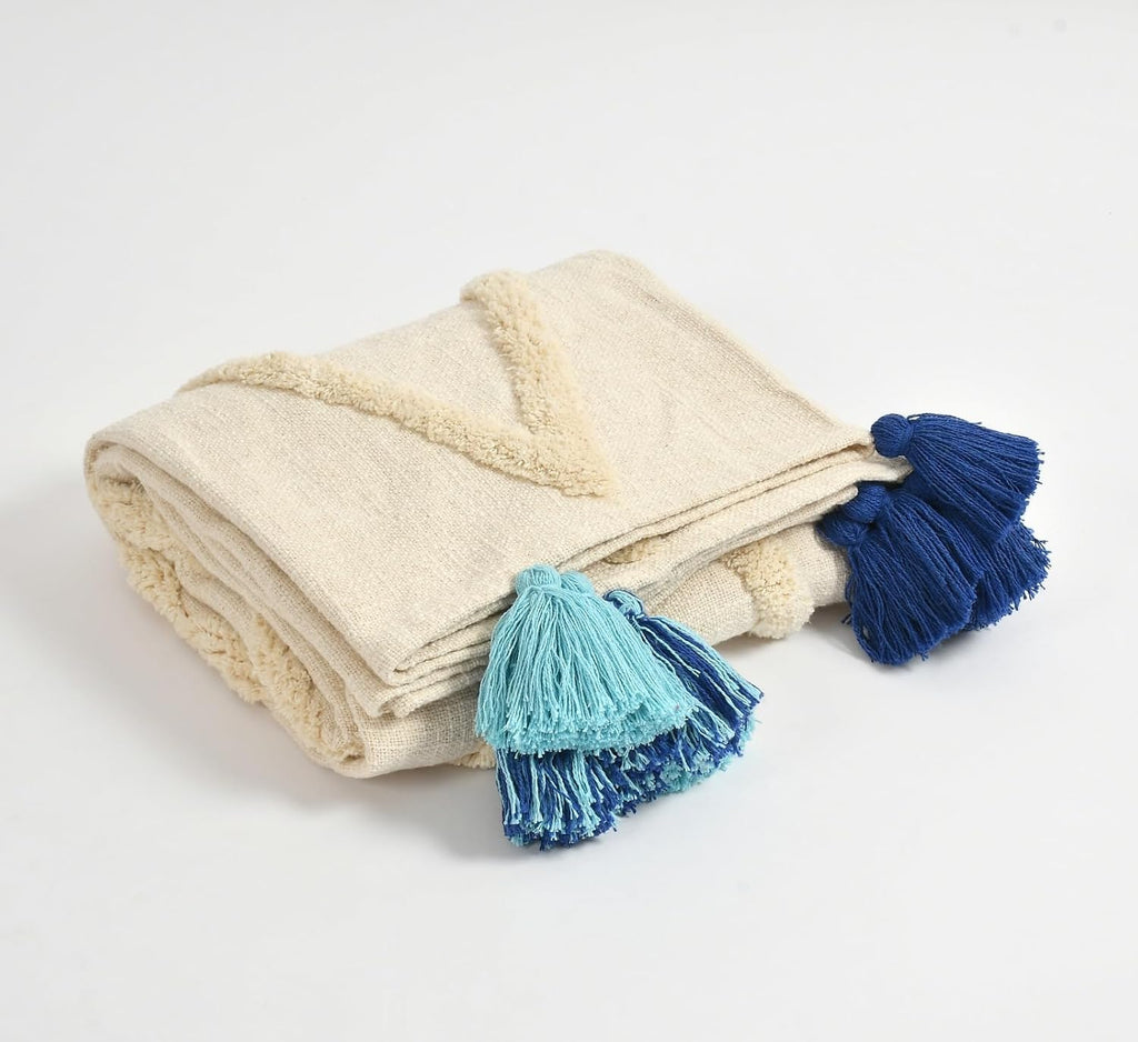 50x70 Off White Cotton Knit Throw