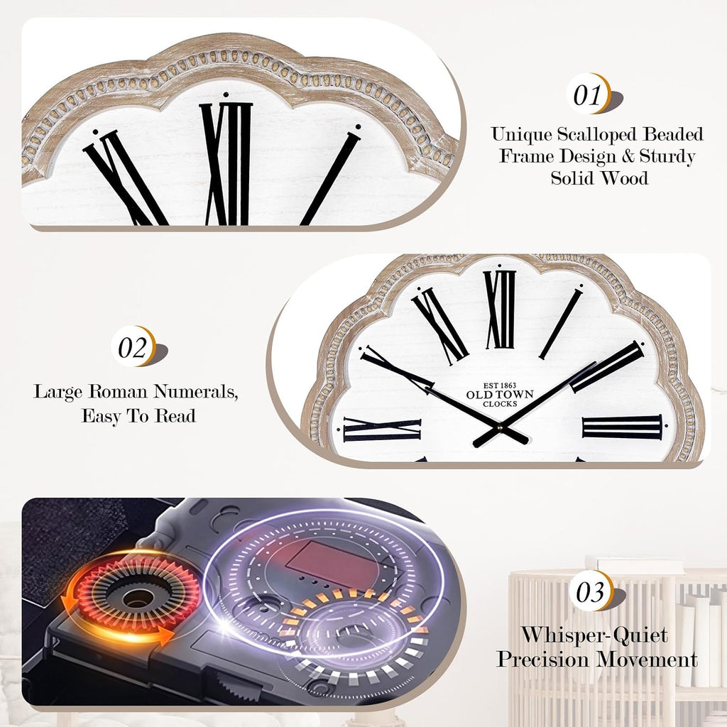 24" Natural Wood Farmhouse Wall Clock