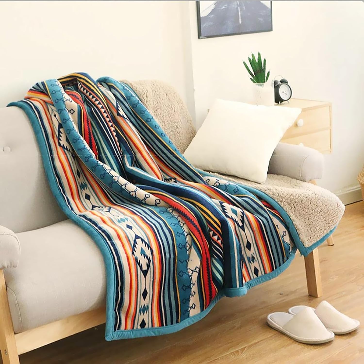 60x50 Soft Boho Sherpa Throw Blanket
