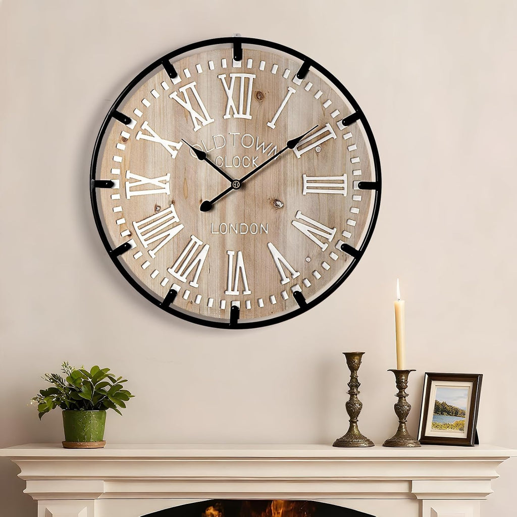 24" Wood Roman Numeral Farmhouse Clock