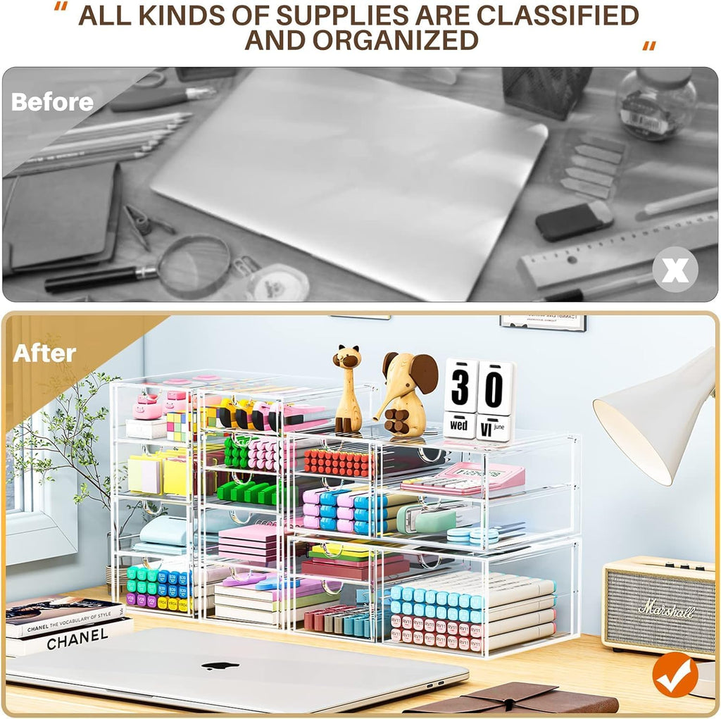 4 Pack 16 Drawers Clear Makeup Storage Organizer