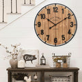 24" Antique Wood Metal Farmhouse Clock