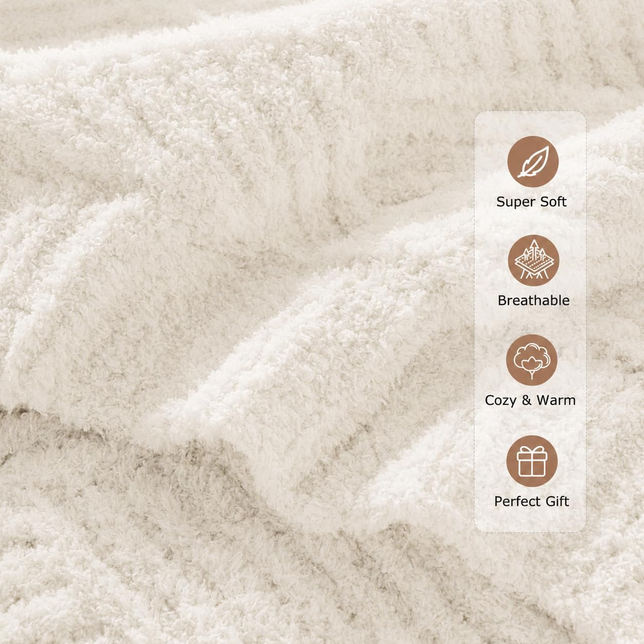 50x60 Ivory Diamond Chenille Throw