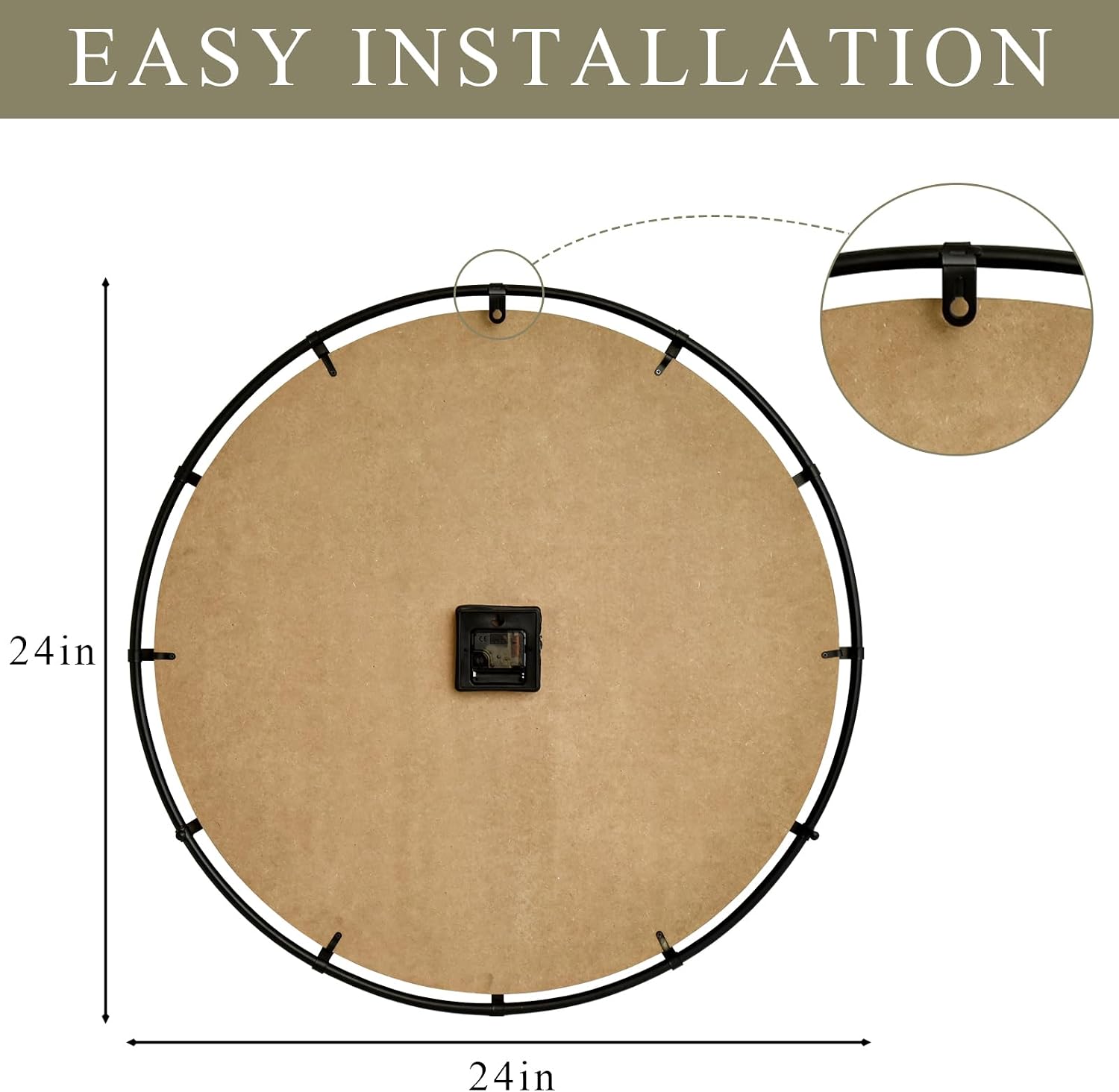 24" Vintage Farmhouse Wooden Wall Clock