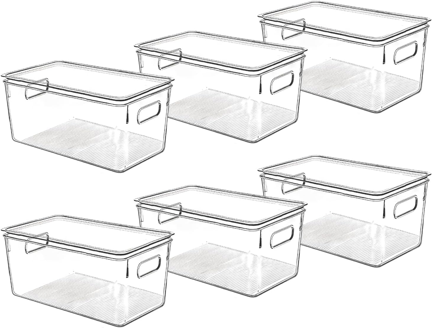 Stackable Lidded Plastic Storage Organizer Bins