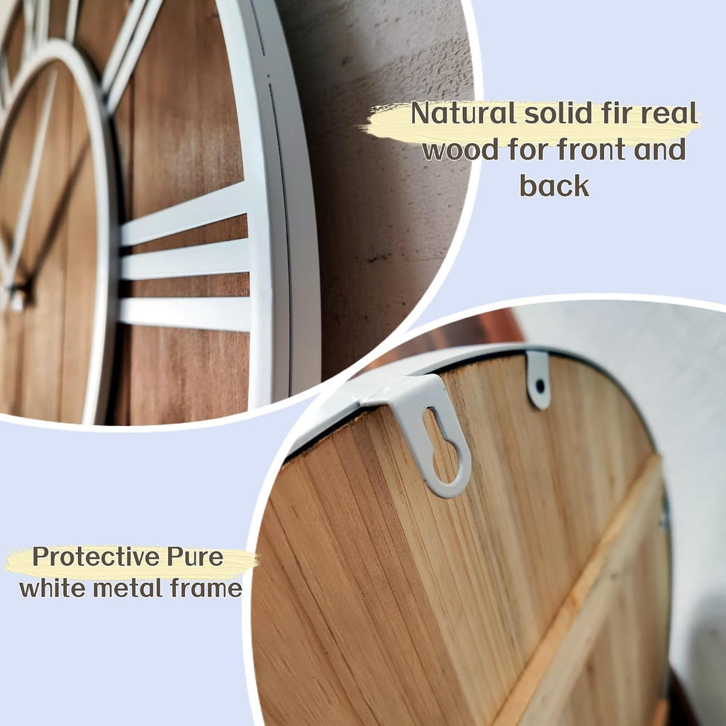 24" Wood Metal Farmhouse Wall Clock