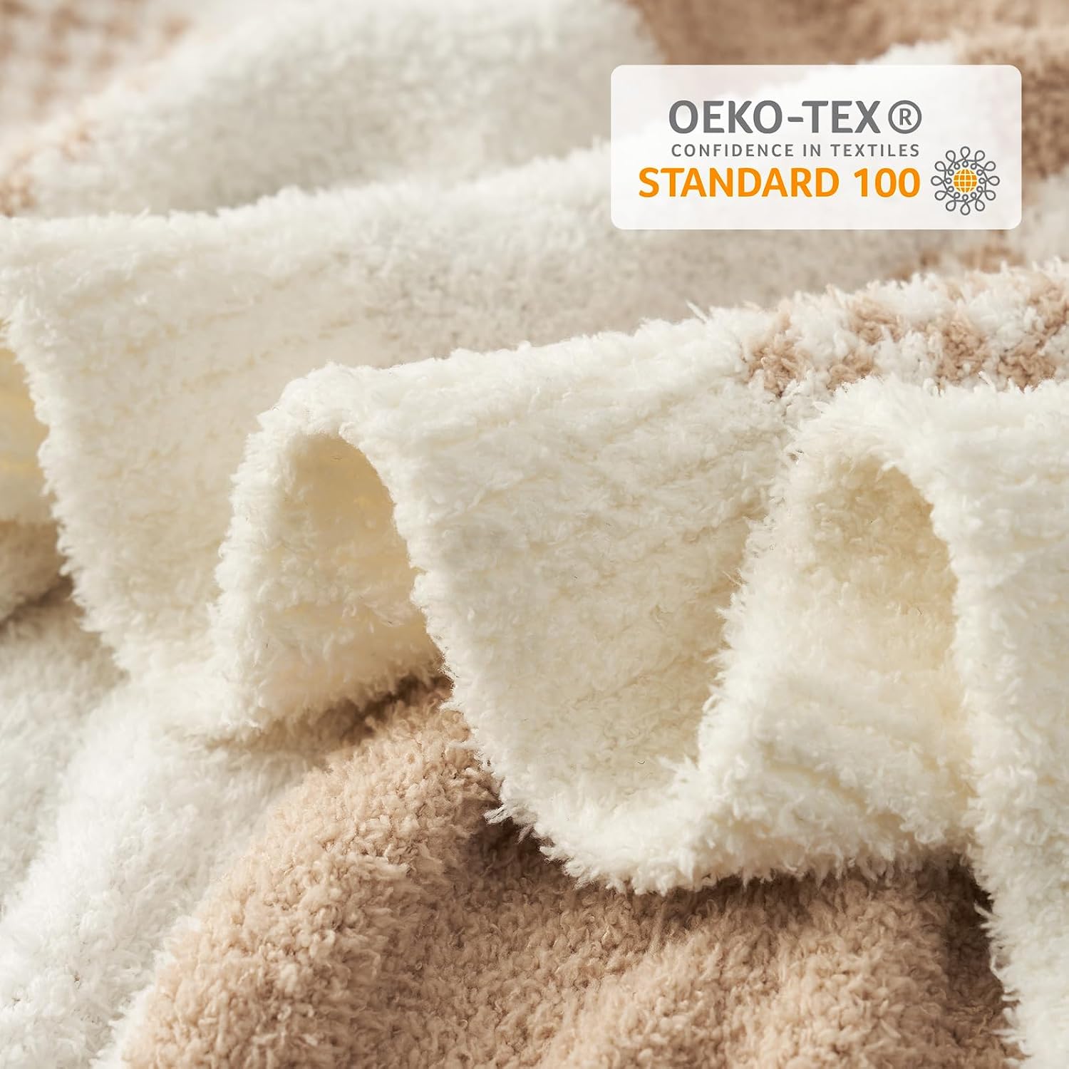 50x60 Beige Plaid Soft Throw Blanket