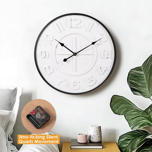 24" Vintage Iron Wood Silent Wall Clock