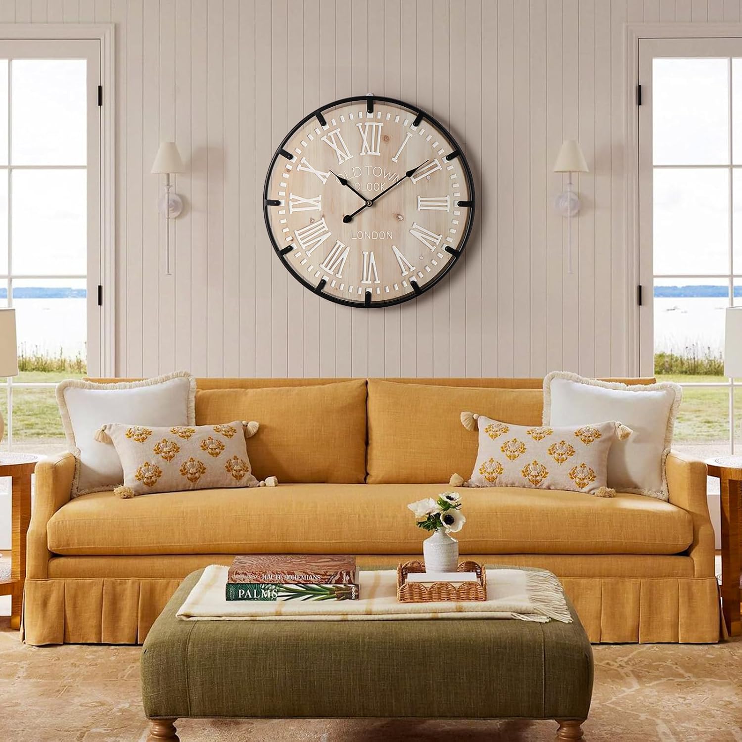 24" Wood Roman Numeral Farmhouse Clock