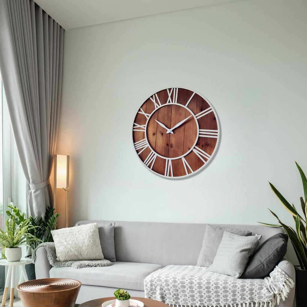 24" Wood Metal Farmhouse Wall Clock