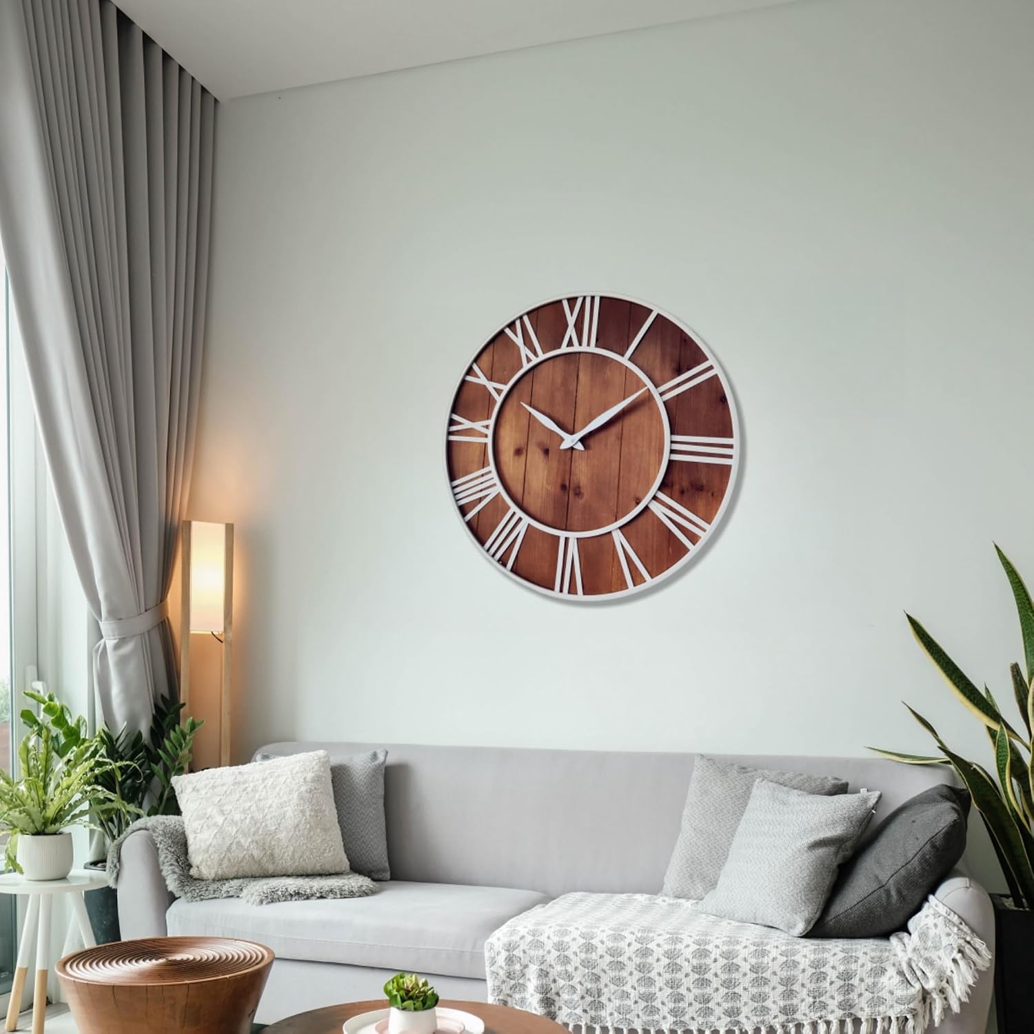 24" Wood Metal Farmhouse Wall Clock