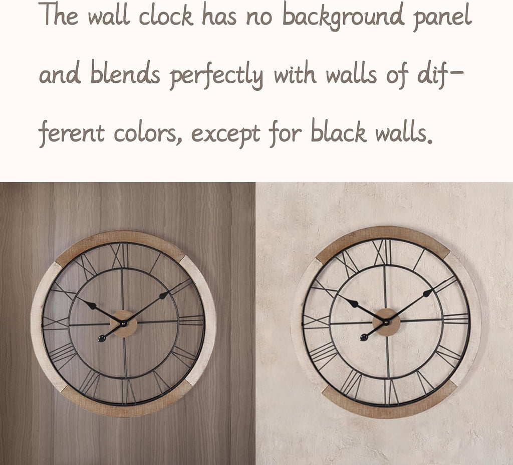 18" White Wood Roman Numeral Clock