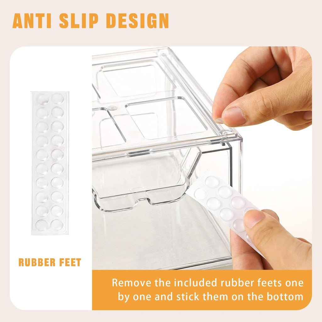 6 Pack 4.4in Clear Acrylic Makeup Storage Drawers