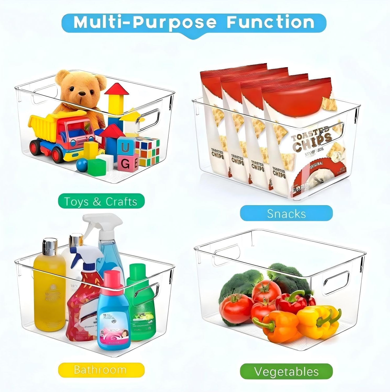 8 Pack Assorted Clear Stackable Storage Bins