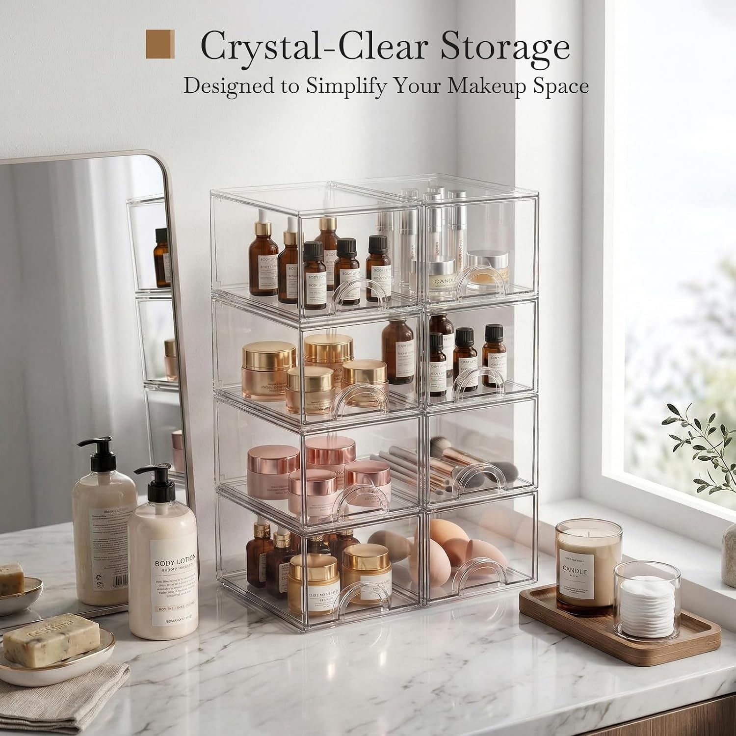 8 Pack Small Clear Acrylic Storage Boxes
