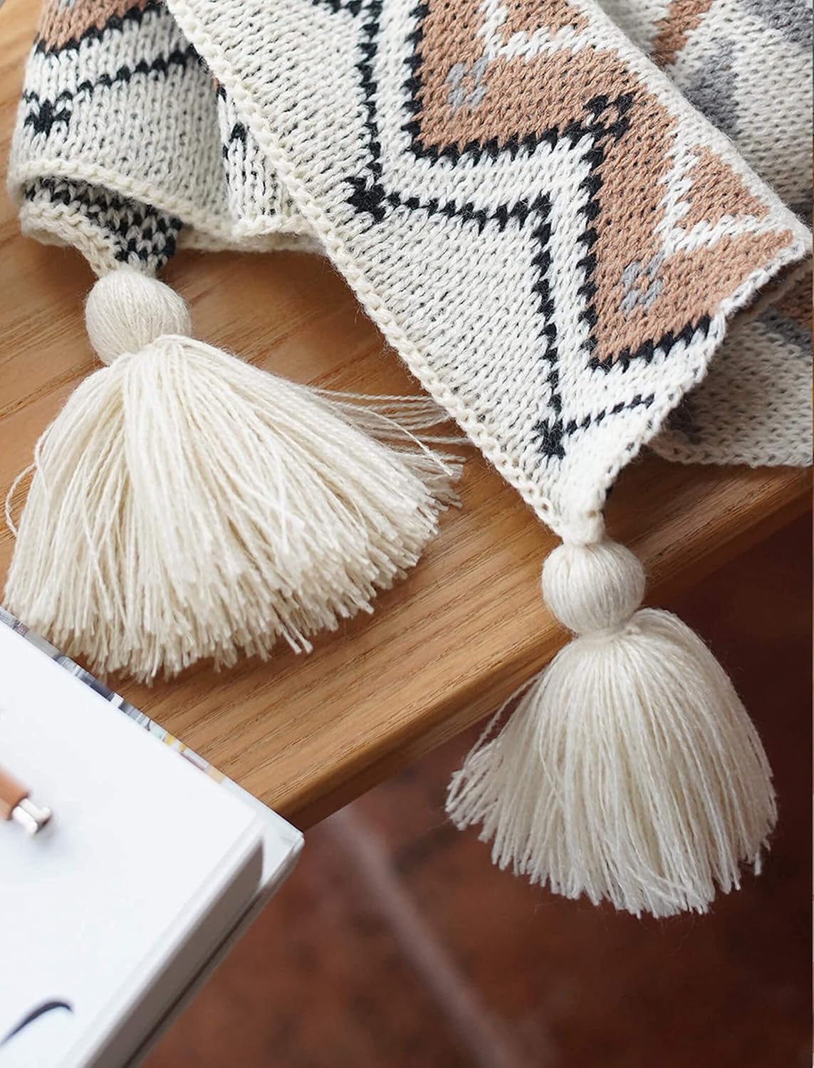 50x60 Brown Knitted Boho Throw