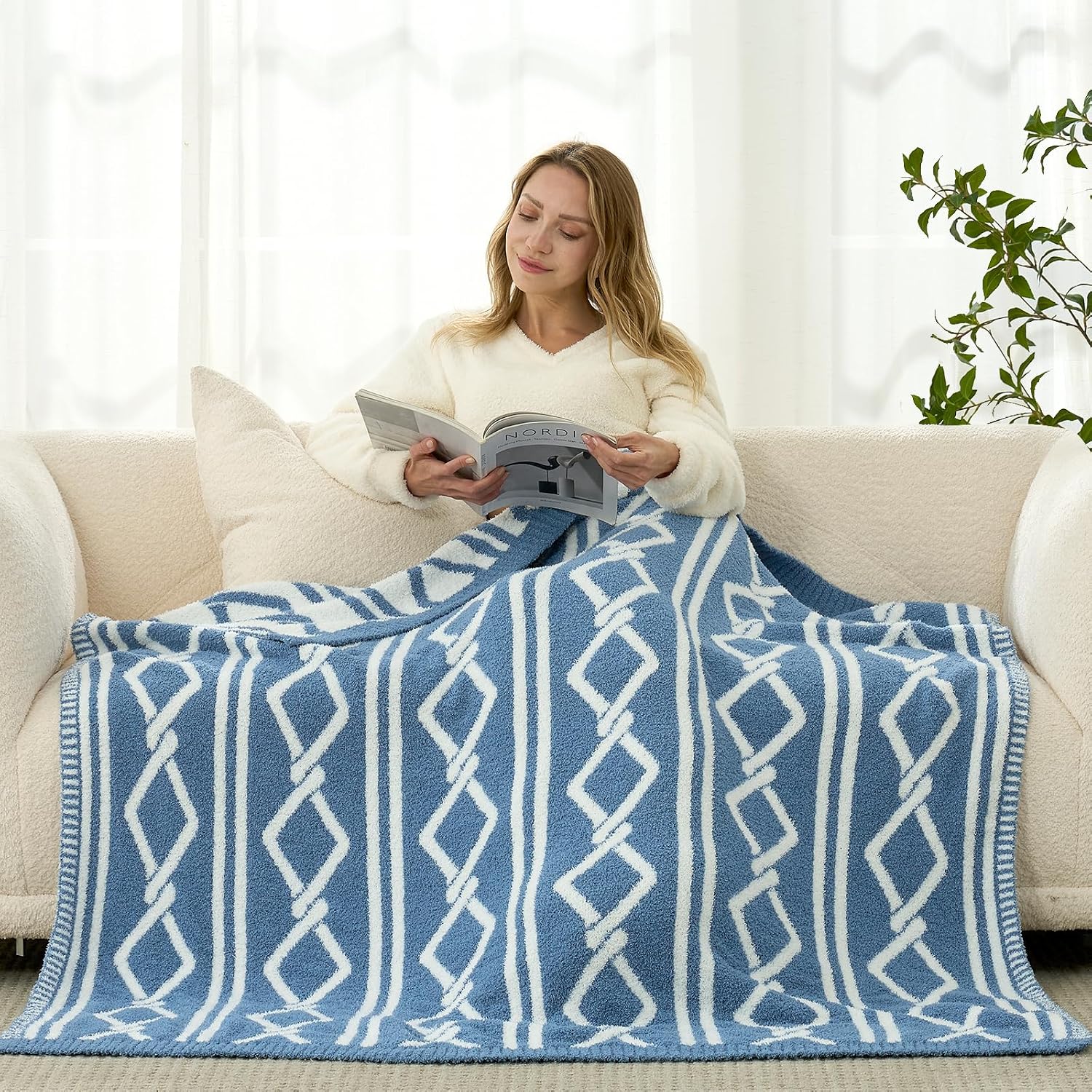 50x60 Geometric Reversible Boho Throw