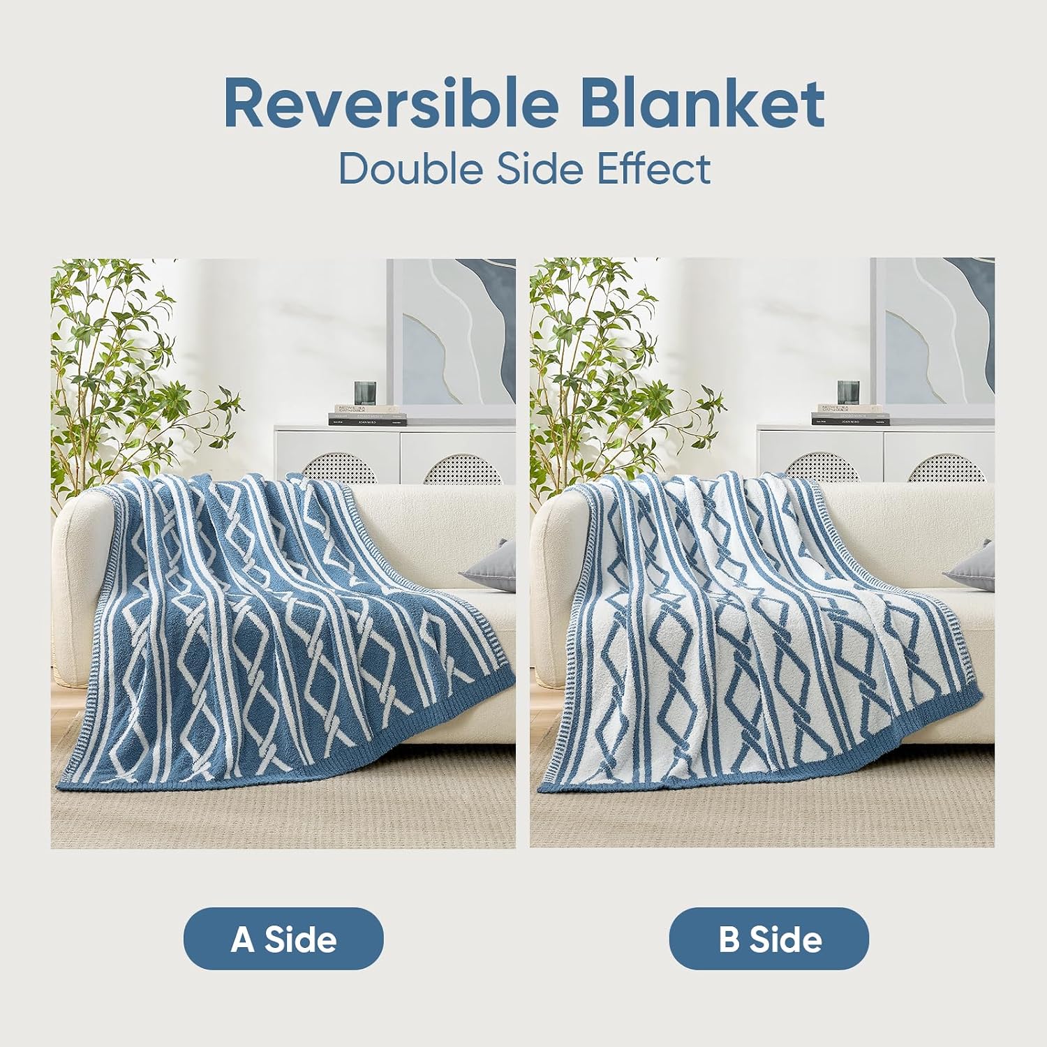 50x60 Geometric Reversible Boho Throw