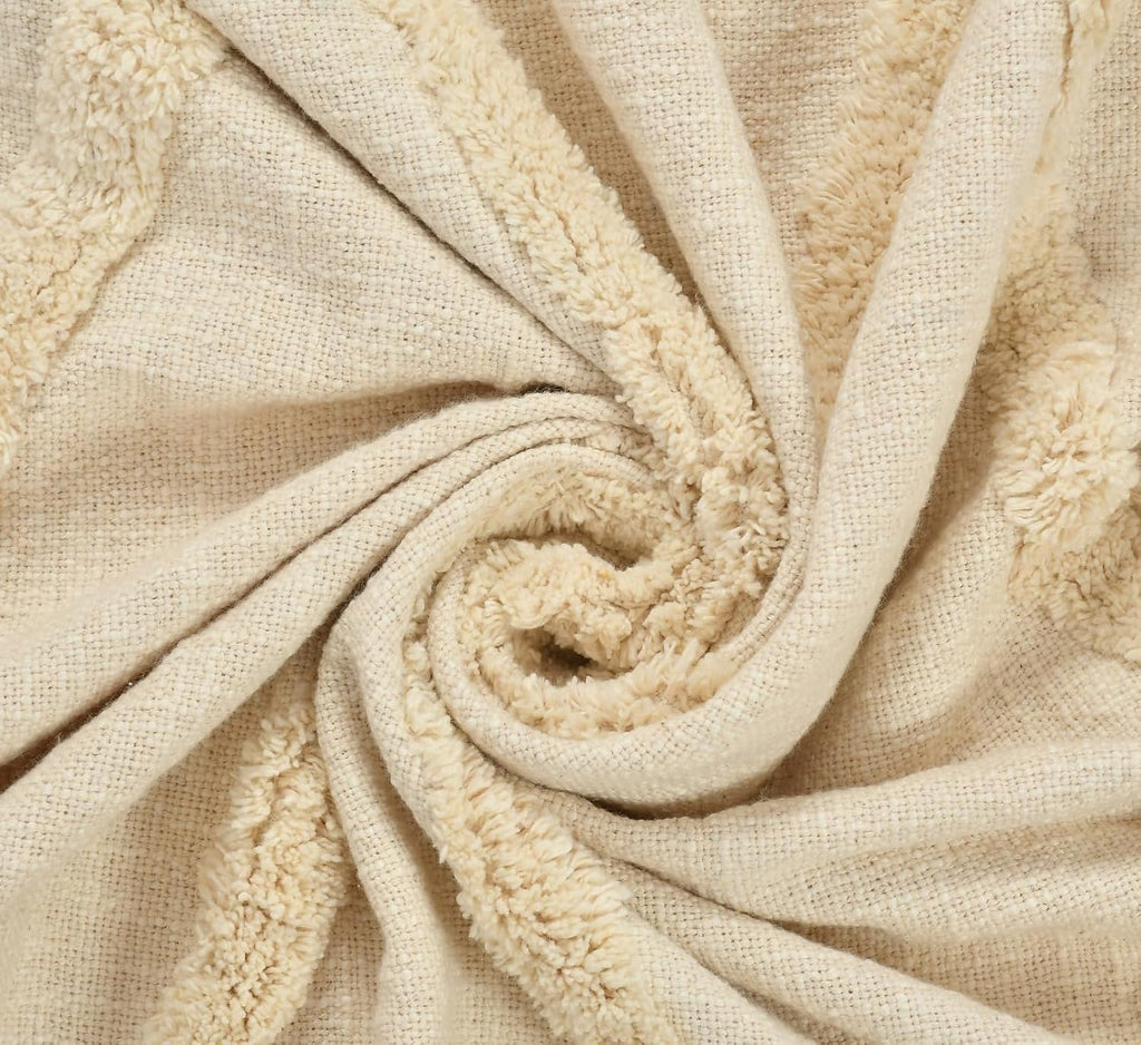 50x70 Off White Cotton Knit Throw