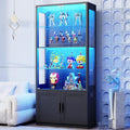 67" Black 4-Tier Glass Display Cabinet