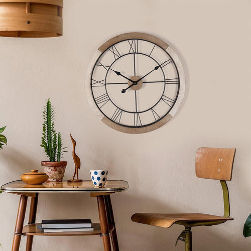 18" White Wood Roman Numeral Clock