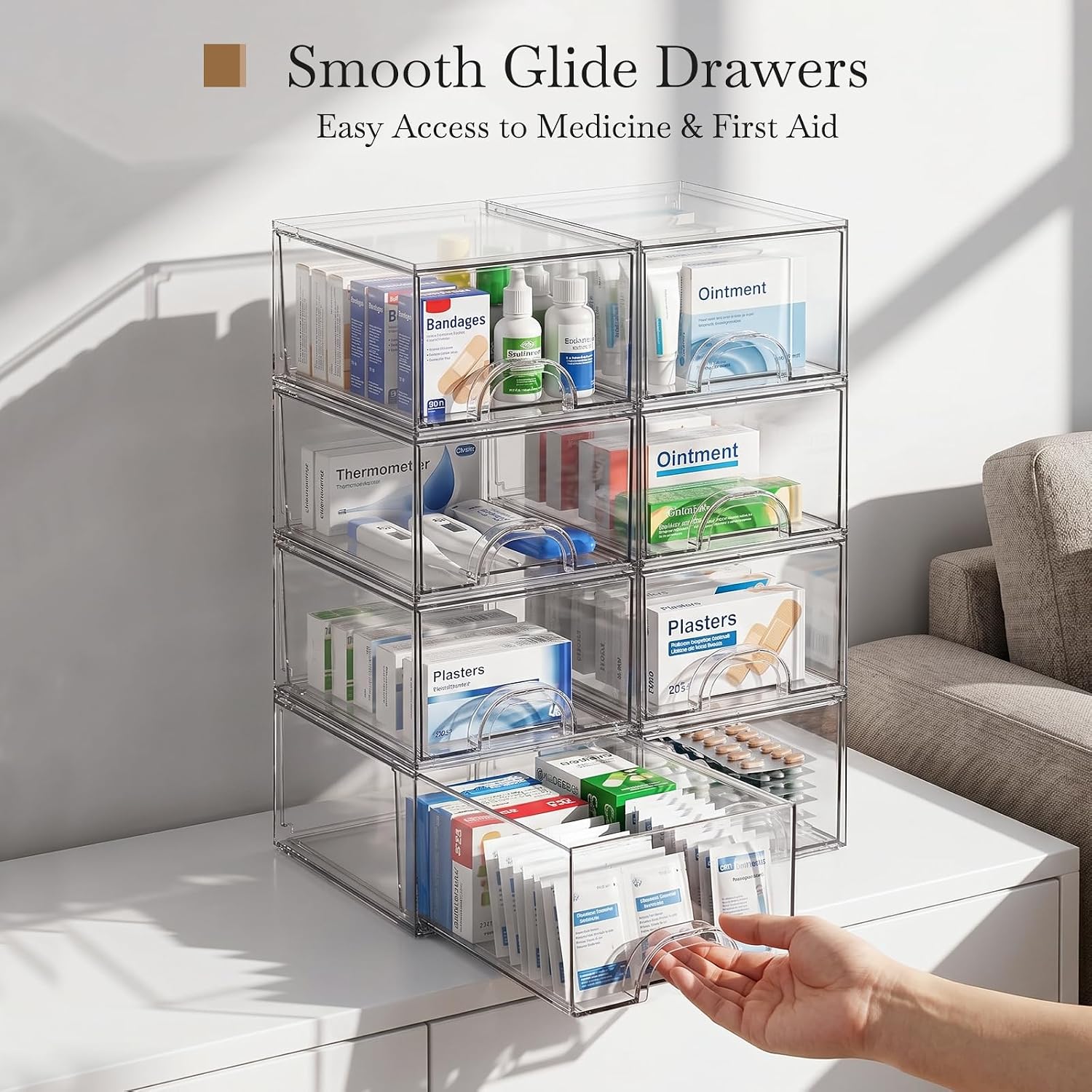 8 Pack Small Clear Acrylic Storage Boxes