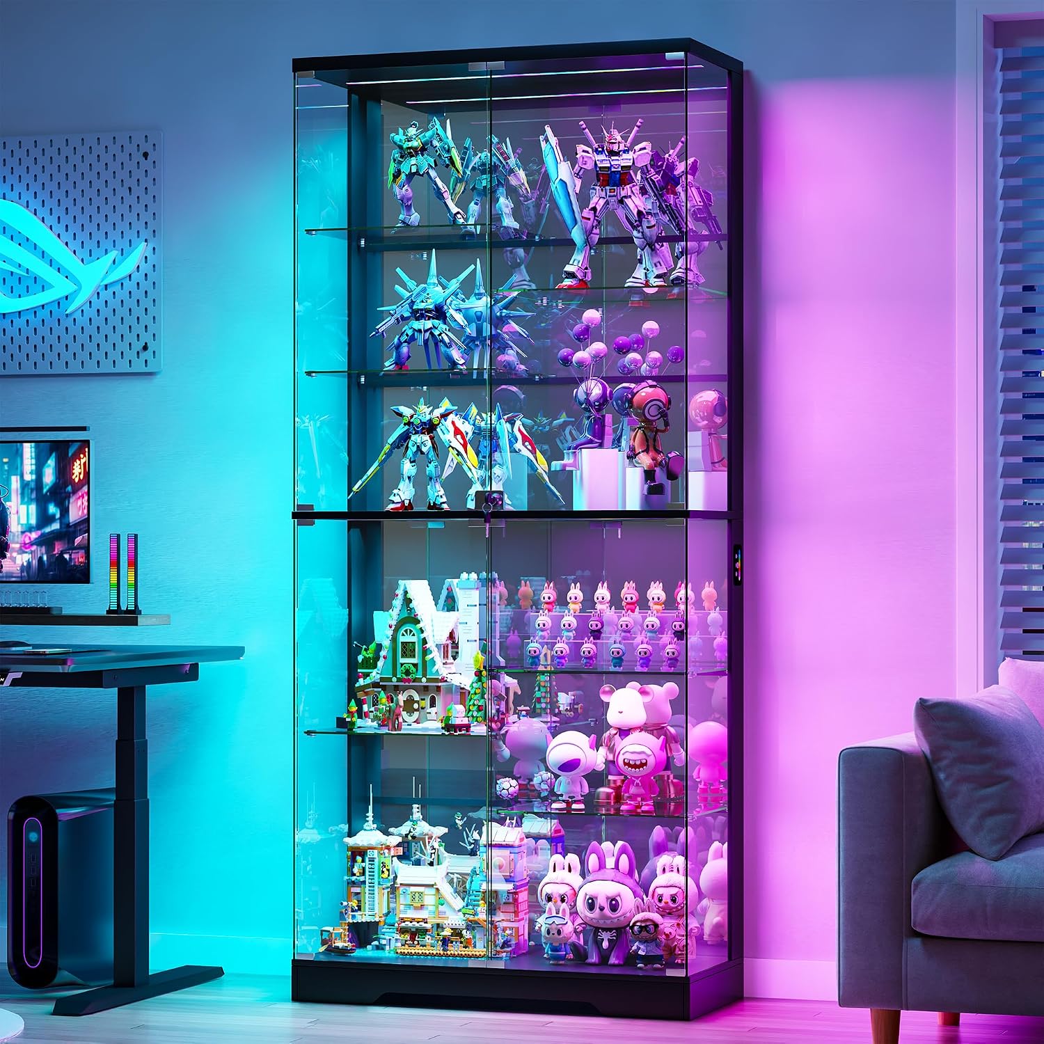 71" Black RGB Glass Display Cabinet
