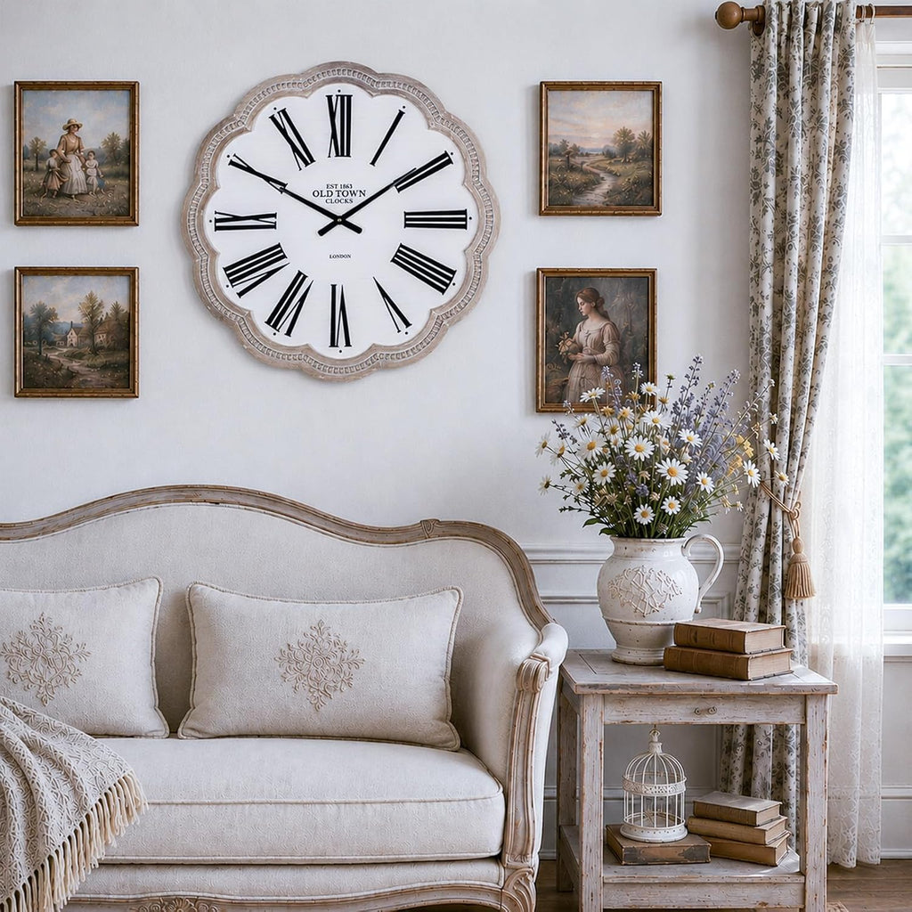 24" Natural Wood Farmhouse Wall Clock