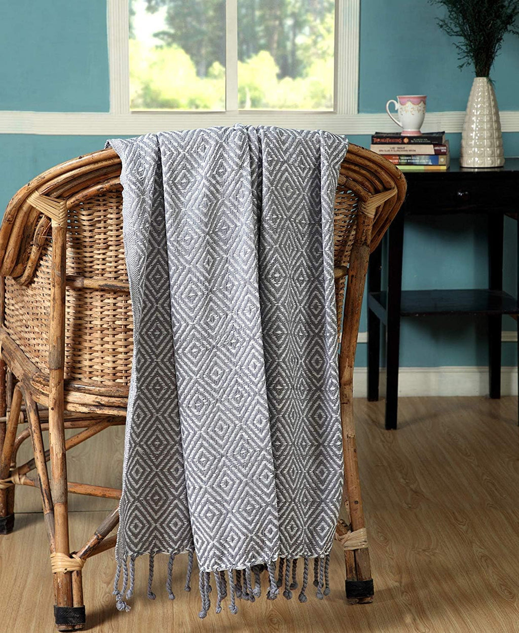 50x60 Platinum Cotton Woven Throw Set