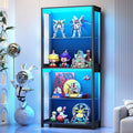 4-Tier Black LED Glass Display Cabinet