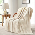50x60 Cream Reversible Plaid Throw