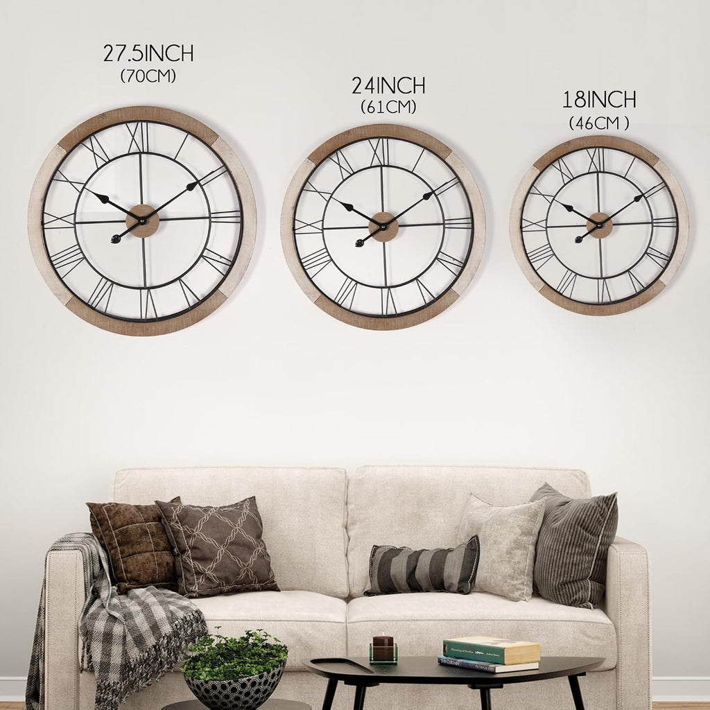 18" White Wood Roman Numeral Clock