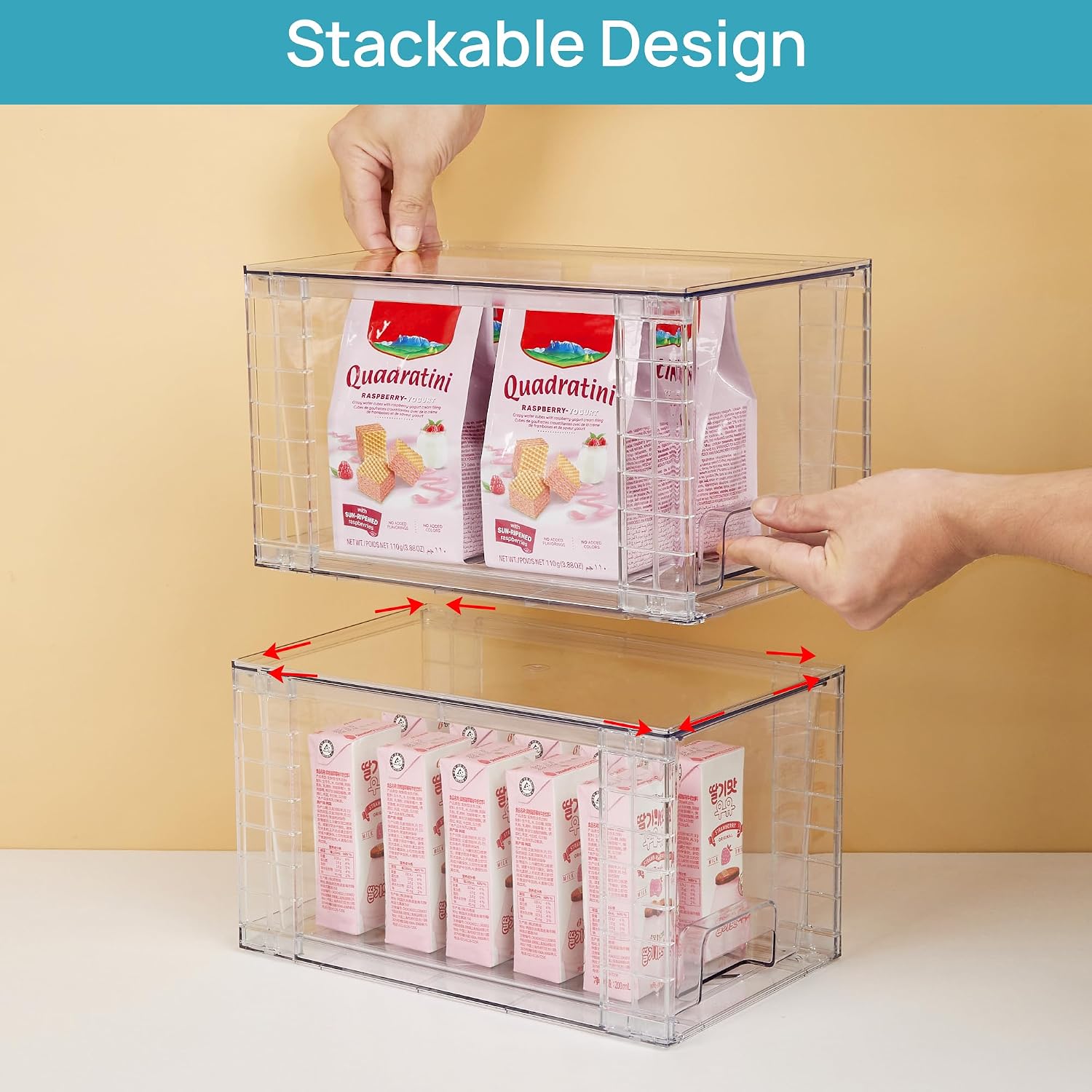 4 Pack Large Clear Pantry Storage Drawers