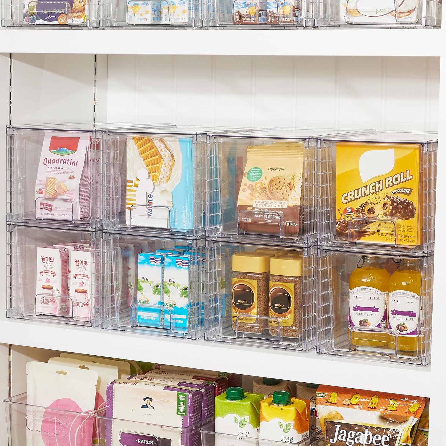 4 Pack Large Clear Pantry Storage Drawers
