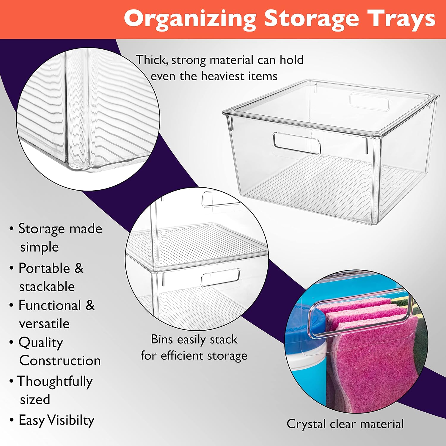 XL Lidded Plastic Storage Organizer Bins