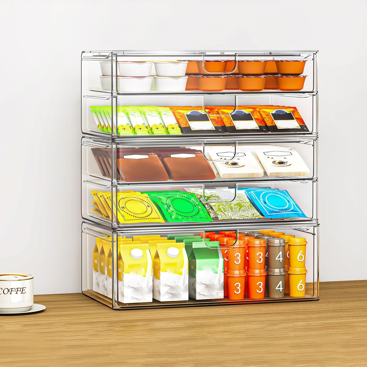 6 Pack Clear Acrylic Stackable Storage Drawers