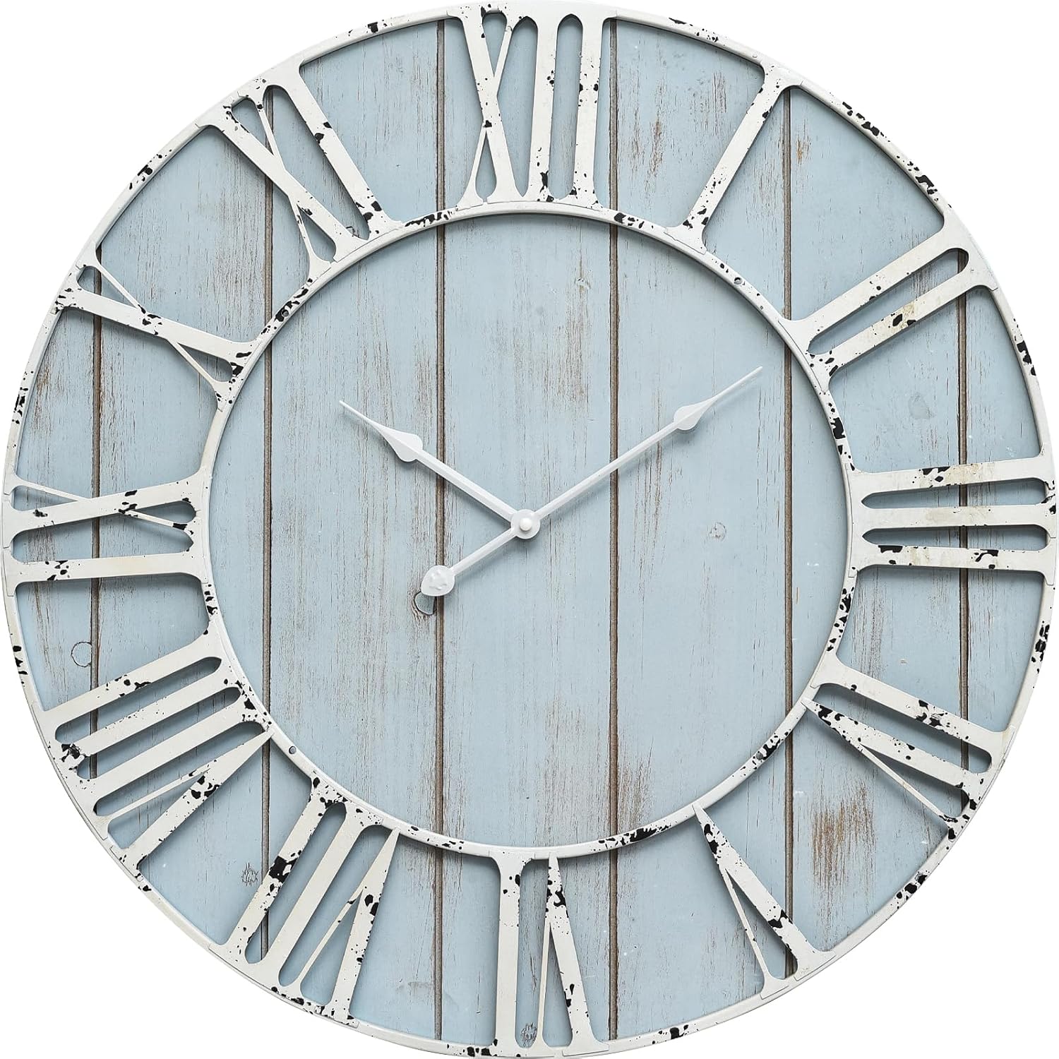24" Blue Farmhouse Roman Numeral Clock