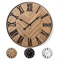 24" Wood Metal Roman Numeral Wall Clock