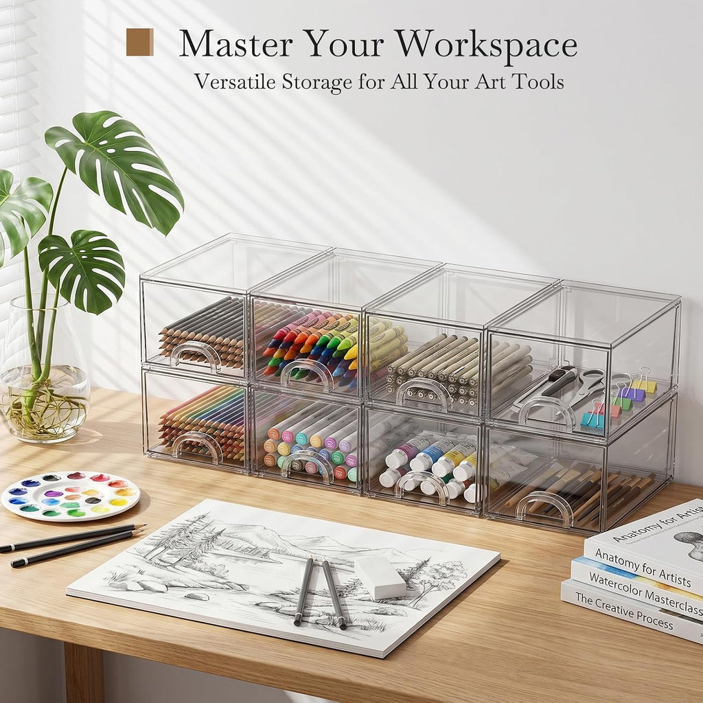 8 Pack Small Clear Acrylic Storage Boxes